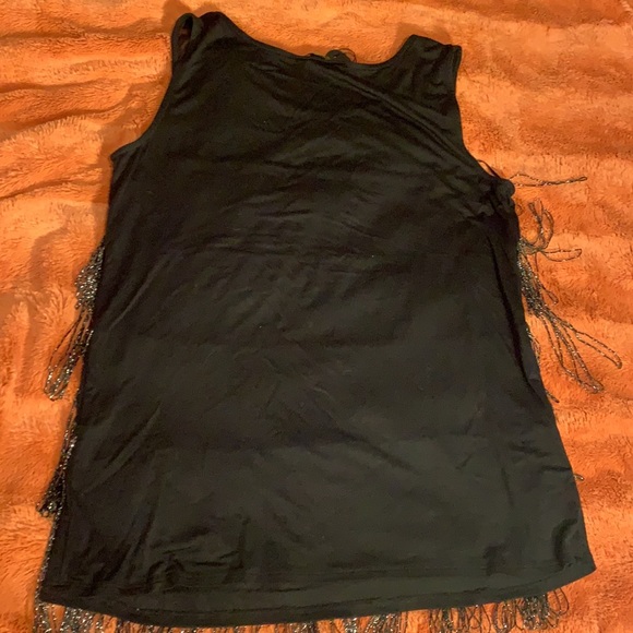 Cupio Black Sleeveless Top w/Tassles - multi layered SZ M NWT - Picture 5 of 7